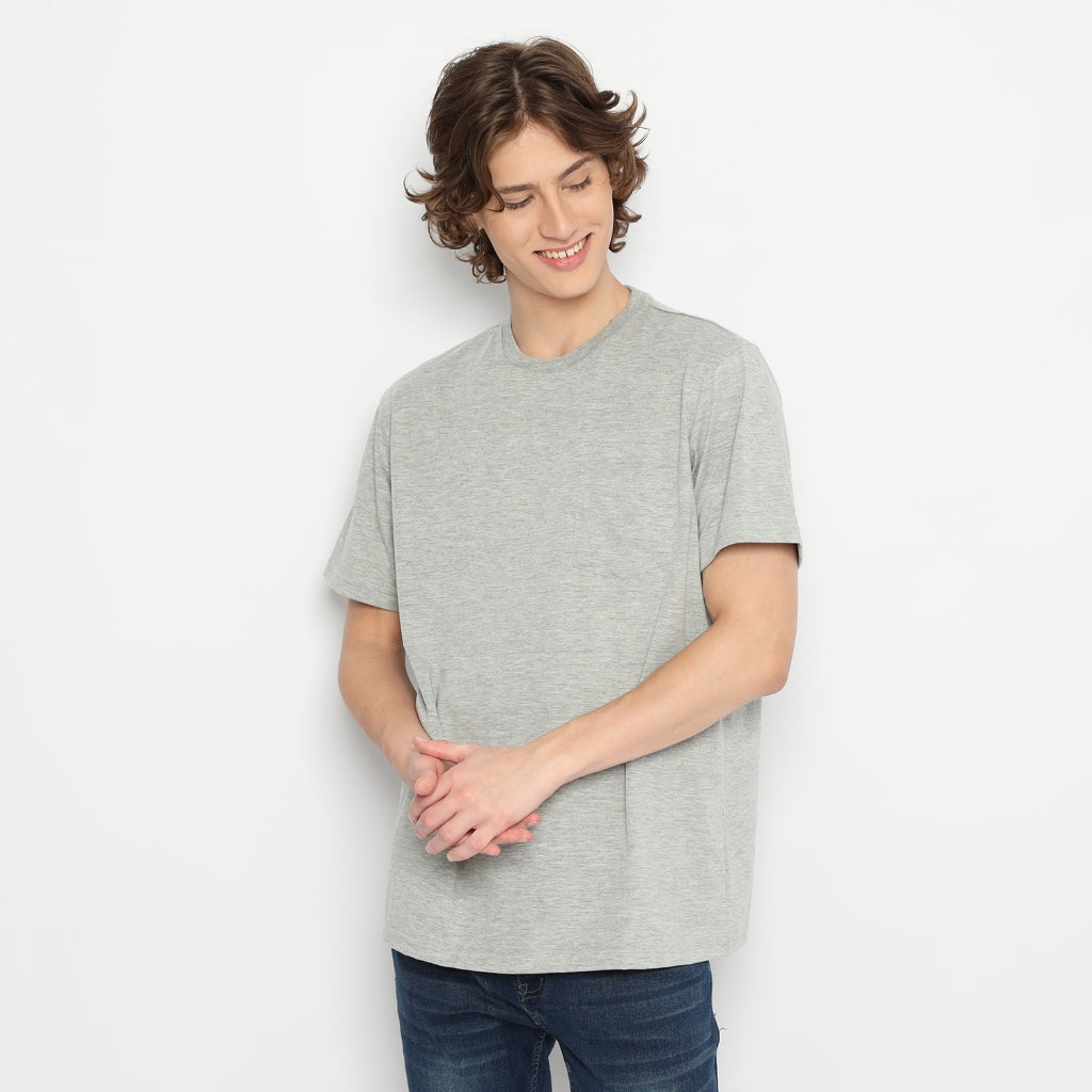 MATSUDA Kaos Polos Pocket T Shirt Cotton Chuo Seri Warna Hitam Putih Bumi