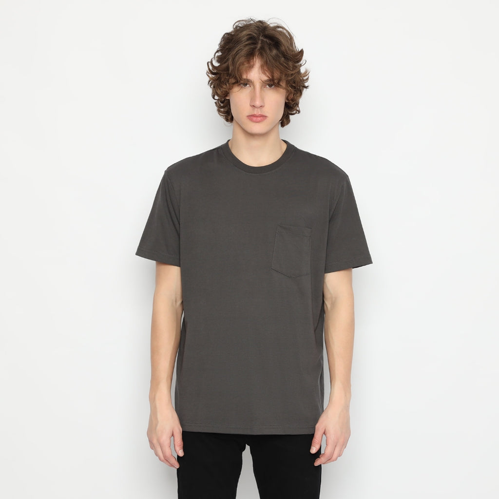 MATSUDA Kaos Polos Pocket T Shirt Cotton Chuo Seri Warna Hitam Putih Bumi
