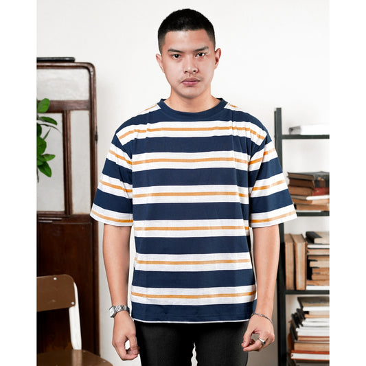 MATSUDA Kaos Oversize Stripe T shirt Katun Kinokawa Blue Teal