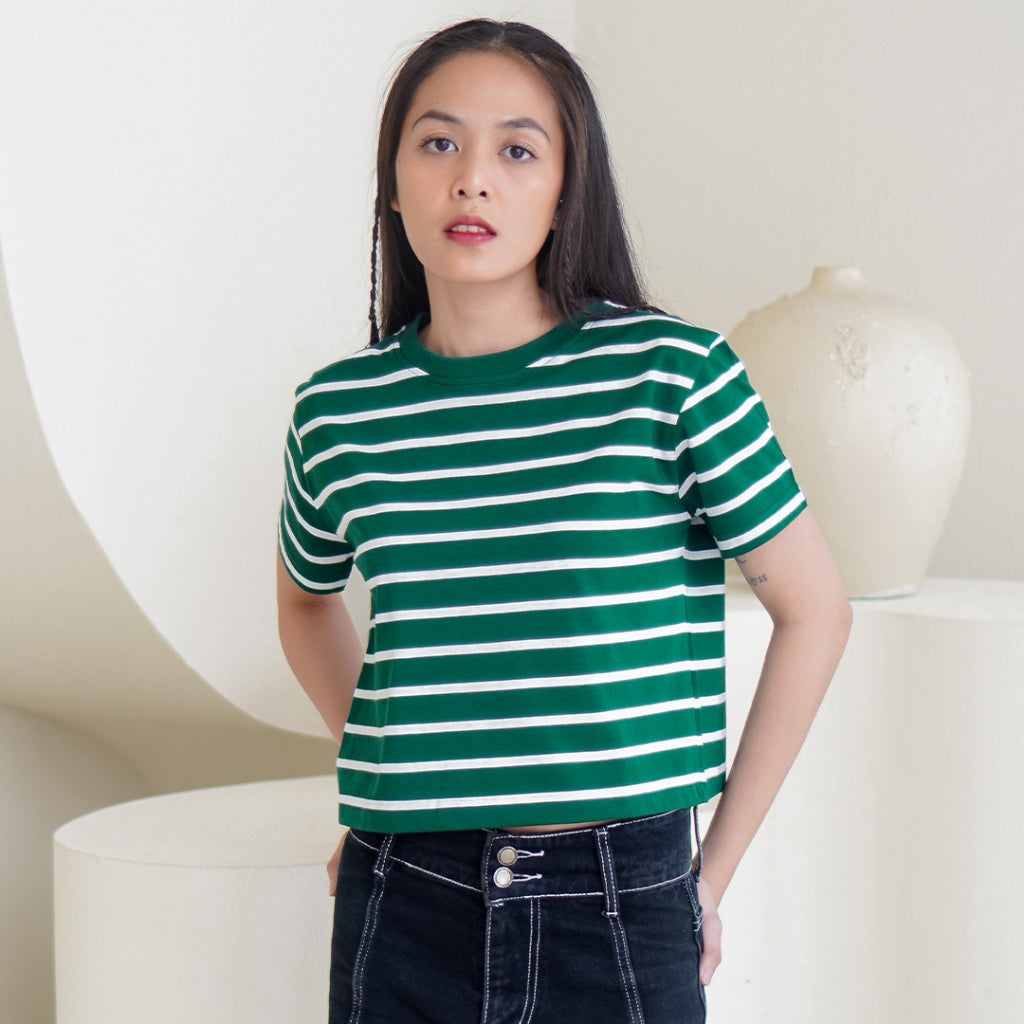 Matsuda Kaos Crop top Wanita katun Hazel