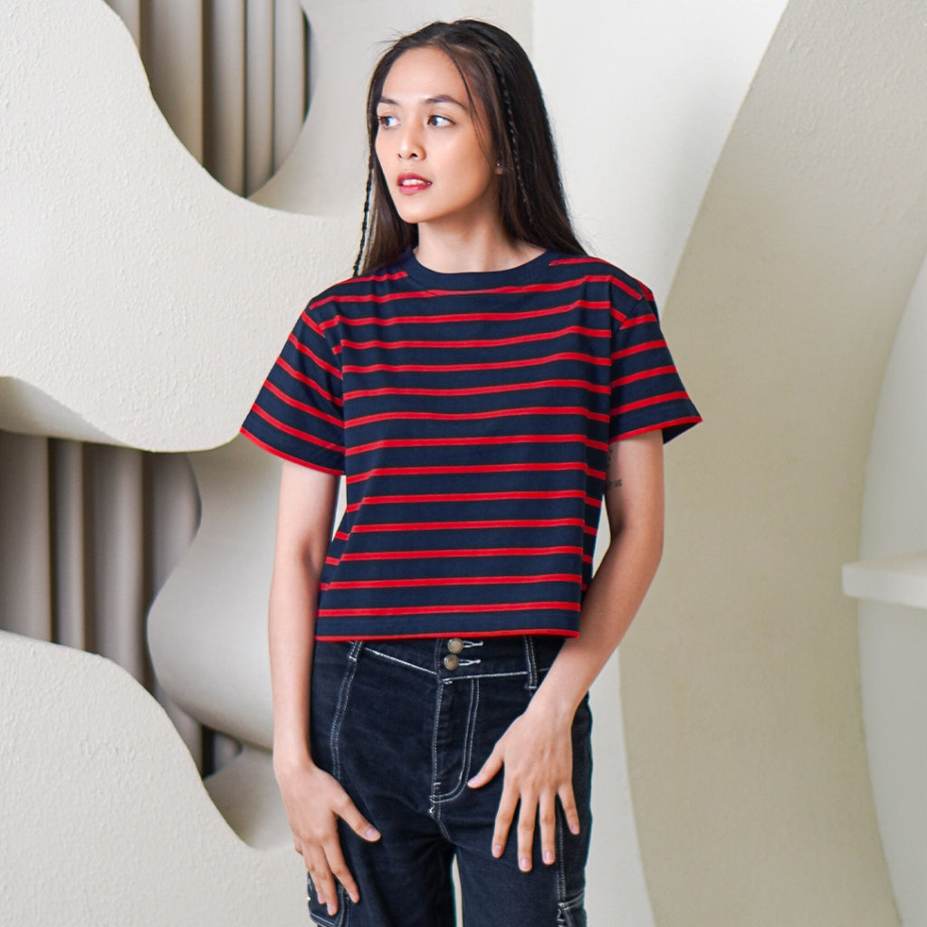 Matsuda Kaos Crop top Wanita katun Hazel