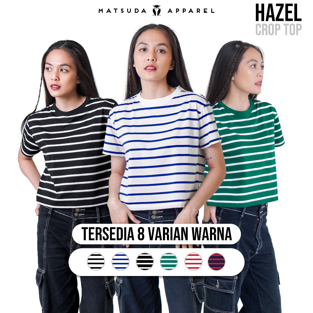 Matsuda Kaos Crop top Wanita katun Hazel
