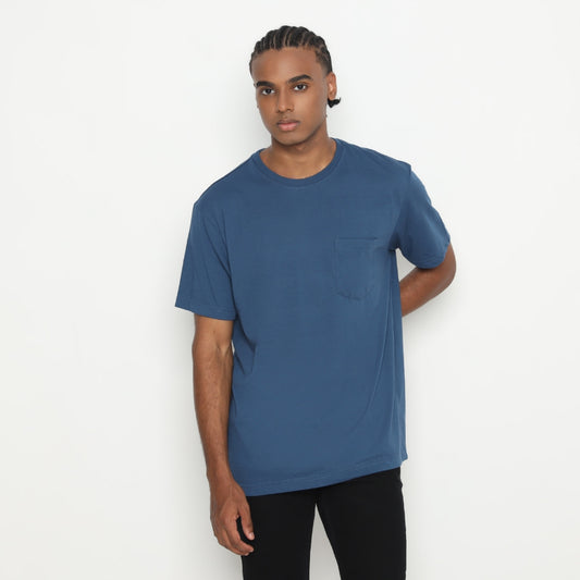 MATSUDA Kaos Polos Pocket T Shirt Cotton Chuo Seri Warna Biru