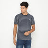 Matsuda T Shirt Pria Kaos Stripe Nantan Navy White