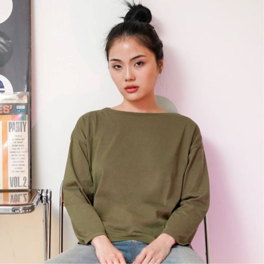Matsuda Kaos Polos Wanita Lengan Panjang T Shirt Olive