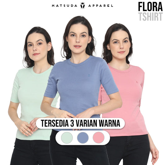 MATSUDA Kaos Wanita T Shirt Katun Flora
