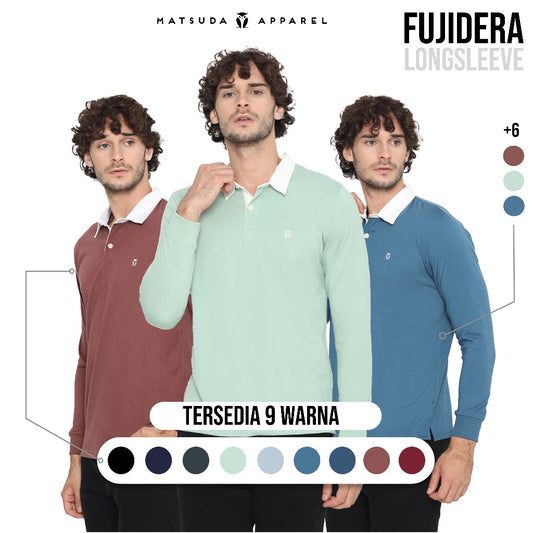 Matsuda Kaos Rugby Polo Shirt Pria Lengan Panjang Fujidera