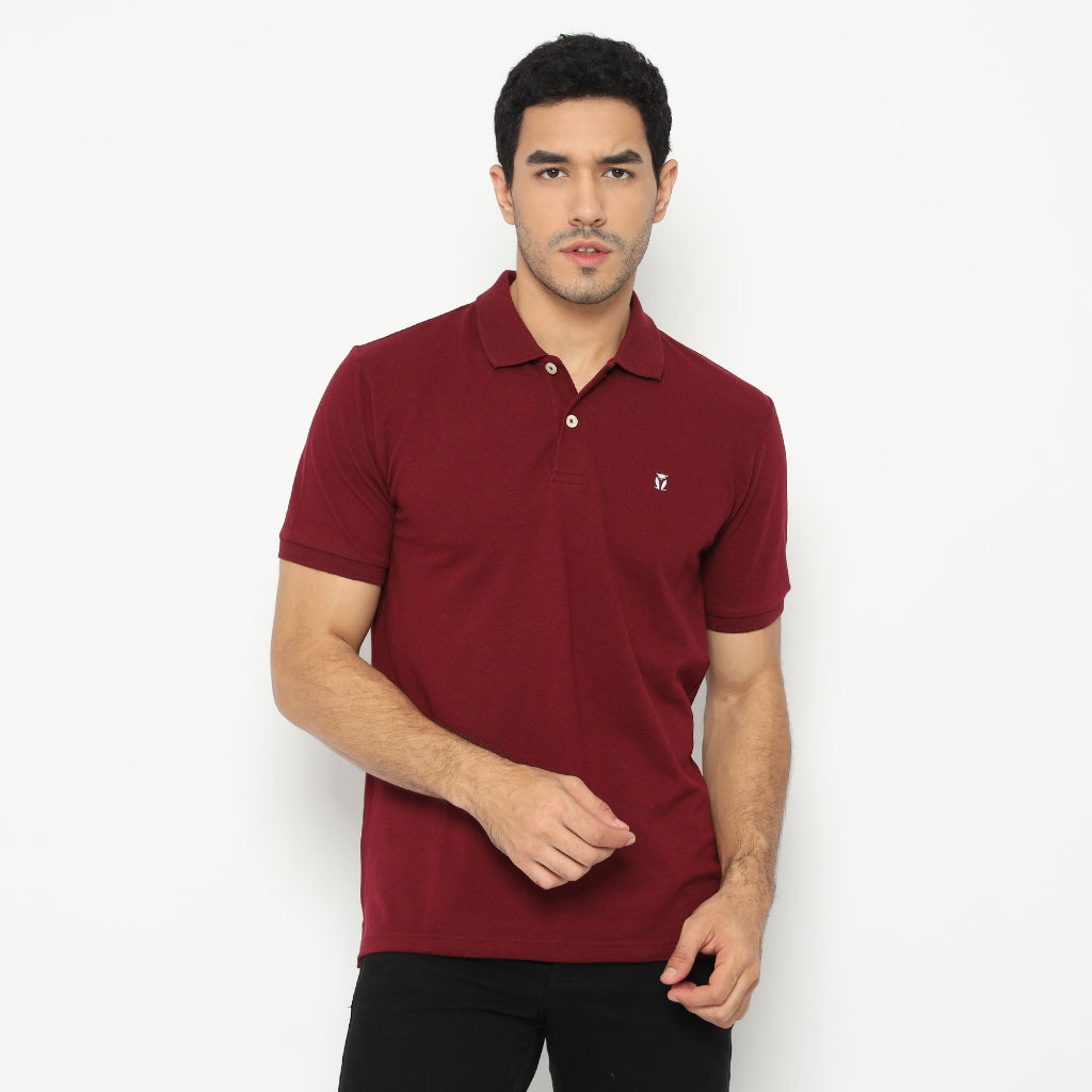 MATSUDA Kaos Polo Shirt Pria Kerah Kushima Seri Warna Merah Matsuda Apparel