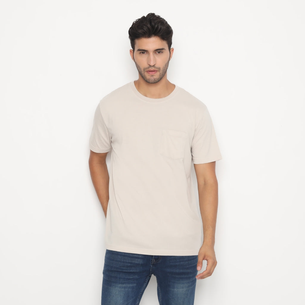 MATSUDA Kaos Polos Pocket T Shirt Cotton Chuo Seri Warna Hitam Putih Bumi