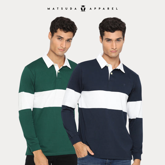 Matsuda Kaos Rugby Polo Shirt Pria Lengan Panjang Nago
