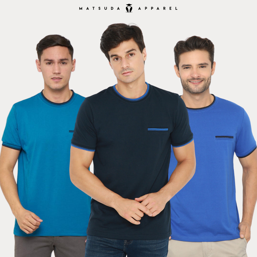 MATSUDA Kaos Pria T shirt Edogawa Seri Warna Biru