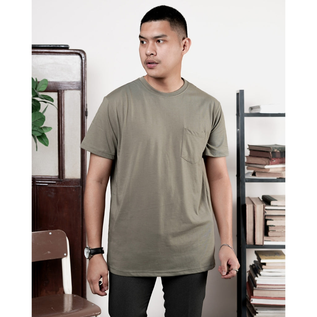 MATSUDA Kaos Polos Pocket T Shirt Cotton Chuo Seri Warna Hijau
