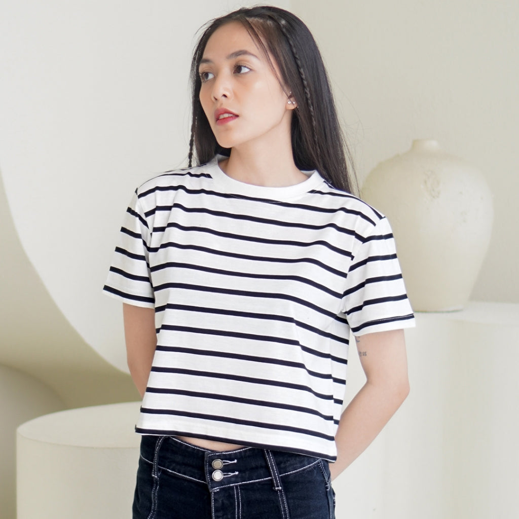 Matsuda Kaos Crop top Wanita katun Hazel