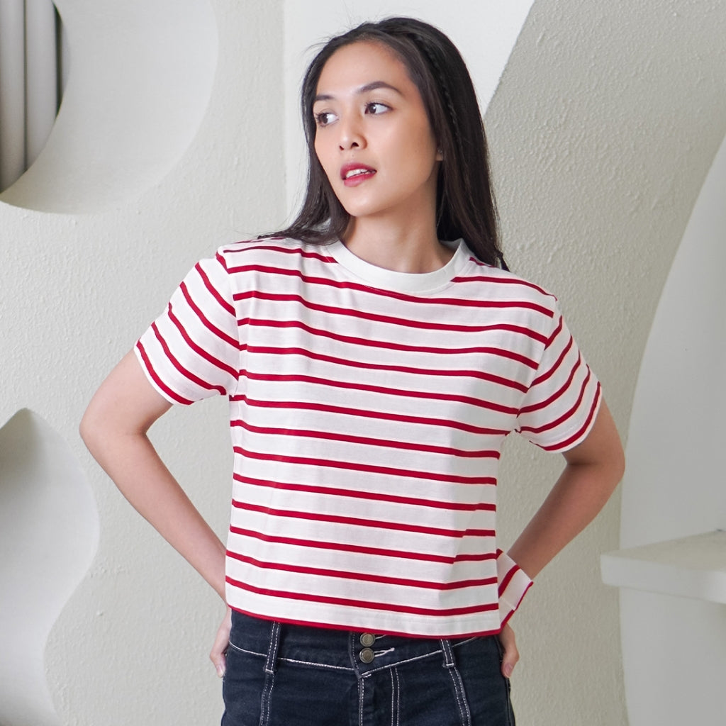 Matsuda Kaos Crop top Wanita katun Hazel
