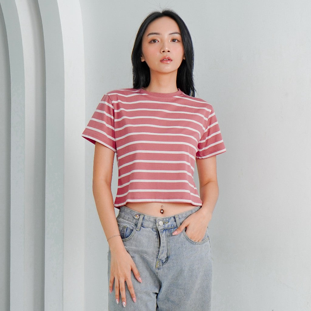Matsuda Kaos Crop top Wanita katun Hazel