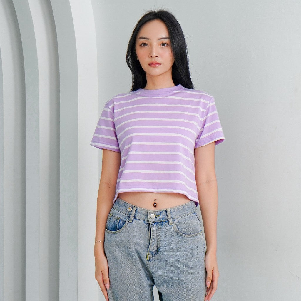 Matsuda Kaos Crop top Wanita katun Hazel