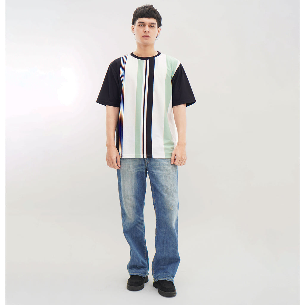 Matsuda T Shirt Pria Kaos oversize Stripe Tosu WHITE