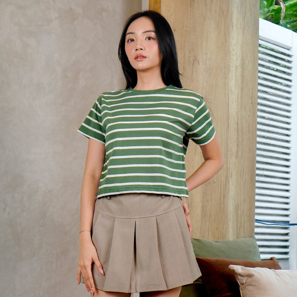 Matsuda Kaos Crop top Wanita katun Hazel