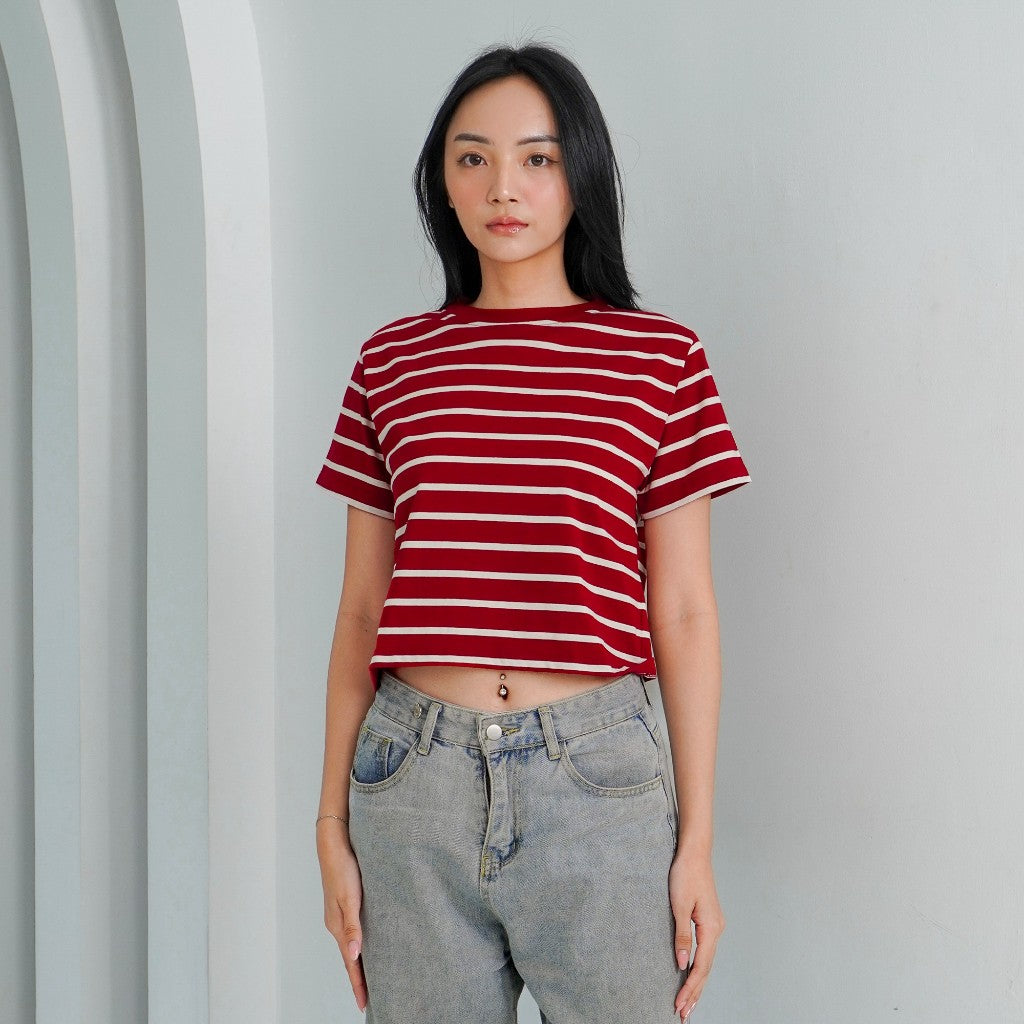 Matsuda Kaos Crop top Wanita katun Hazel