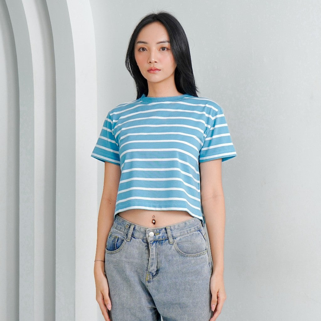 Matsuda Kaos Crop top Wanita katun Hazel