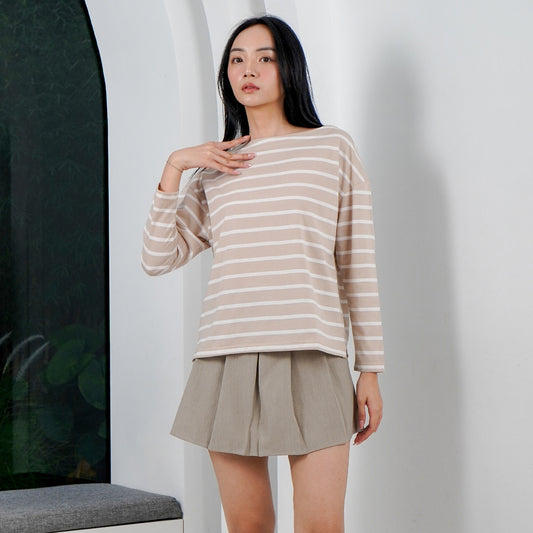 MATSUDA Kaos Wanita T Shirt Stripe Katun Ruby