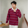 Matsuda Kaos Rugby Polo Shirt Katun Pria Lengan Panjang Tsuyama Burgundy