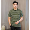 Matsuda T Shirt Pria Kaos Stripe Nantan Oblong Baju Olive White