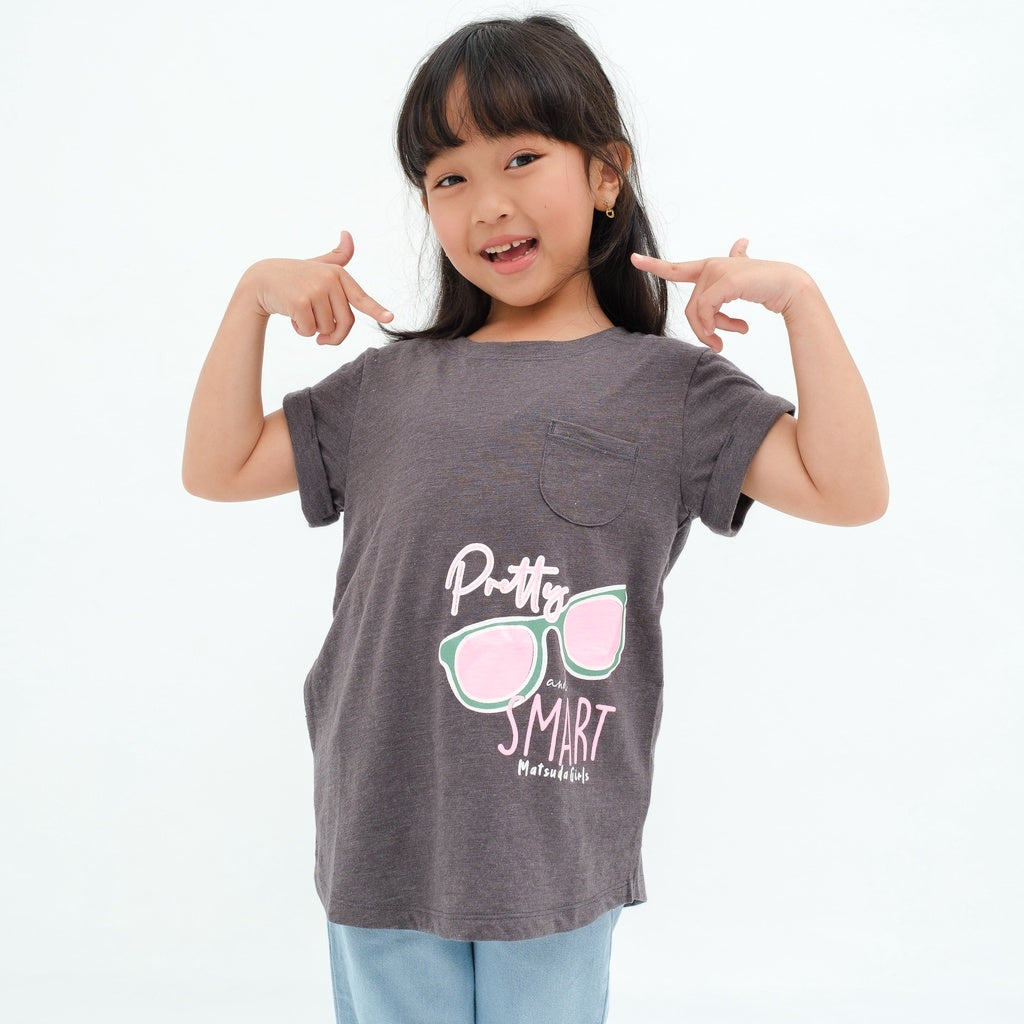 Matsuda baju kaos anak perempuan katun umur 4-16 Etienne