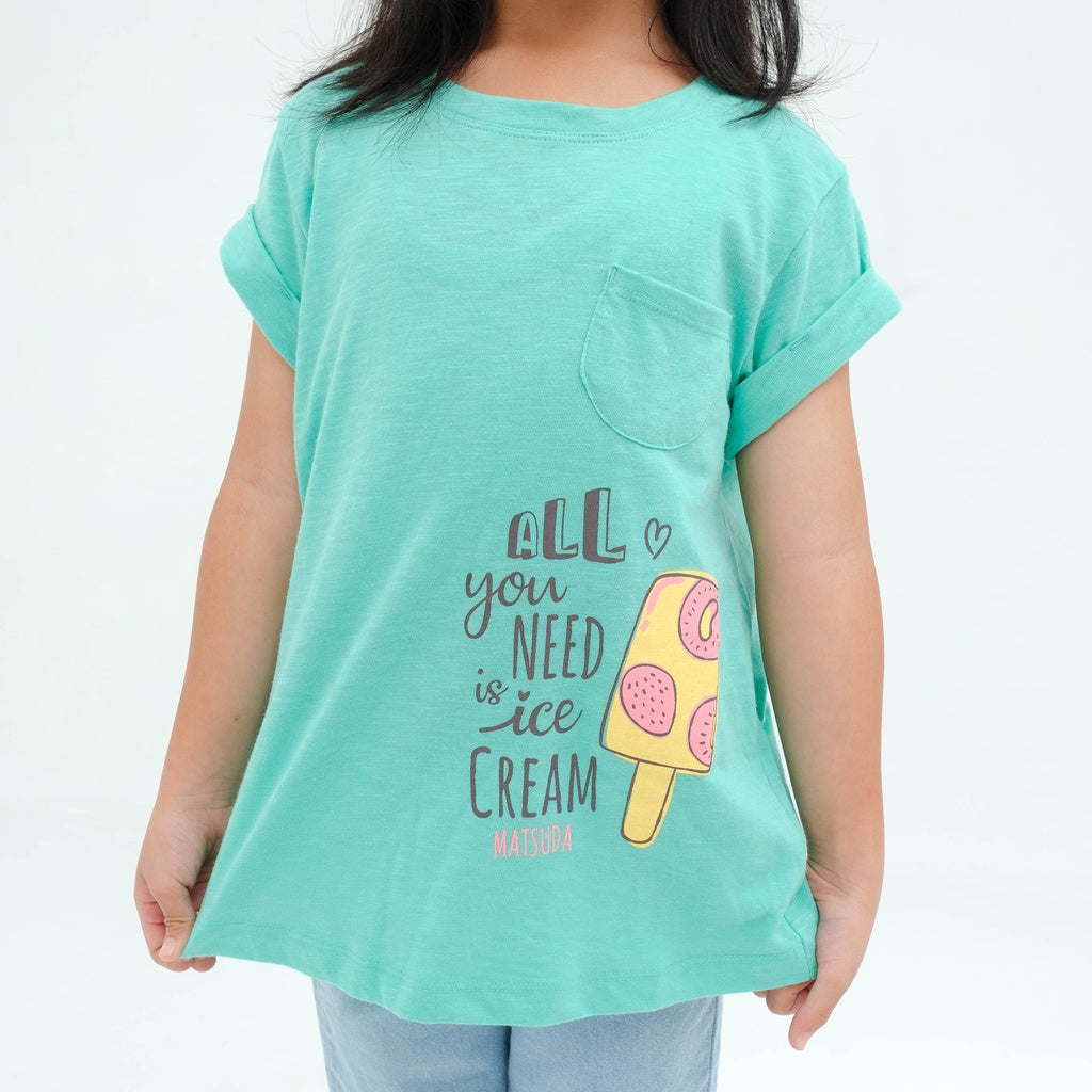 Matsuda baju kaos anak perempuan katun umur 4-16 Claude