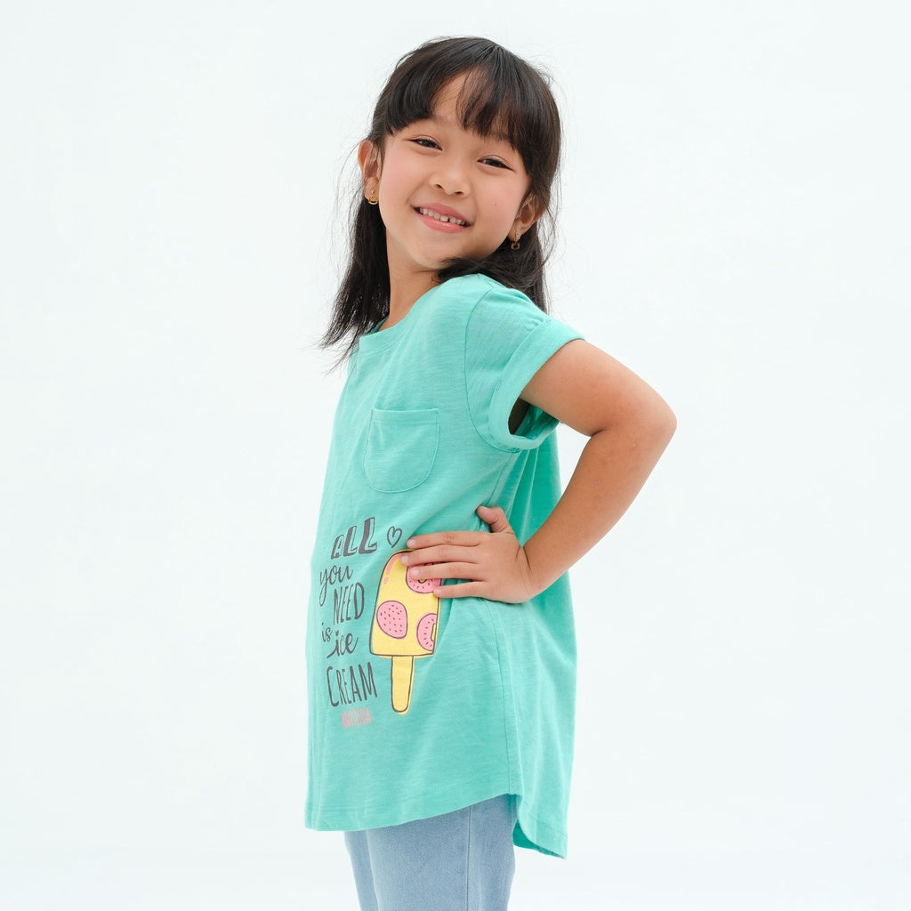 Matsuda baju kaos anak perempuan katun umur 4-16 Claude