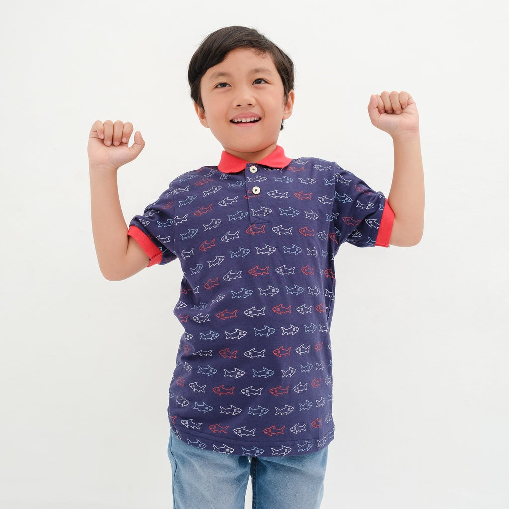 Matsuda baju kaos polo anak laki laki katun umur 2-12 Ted