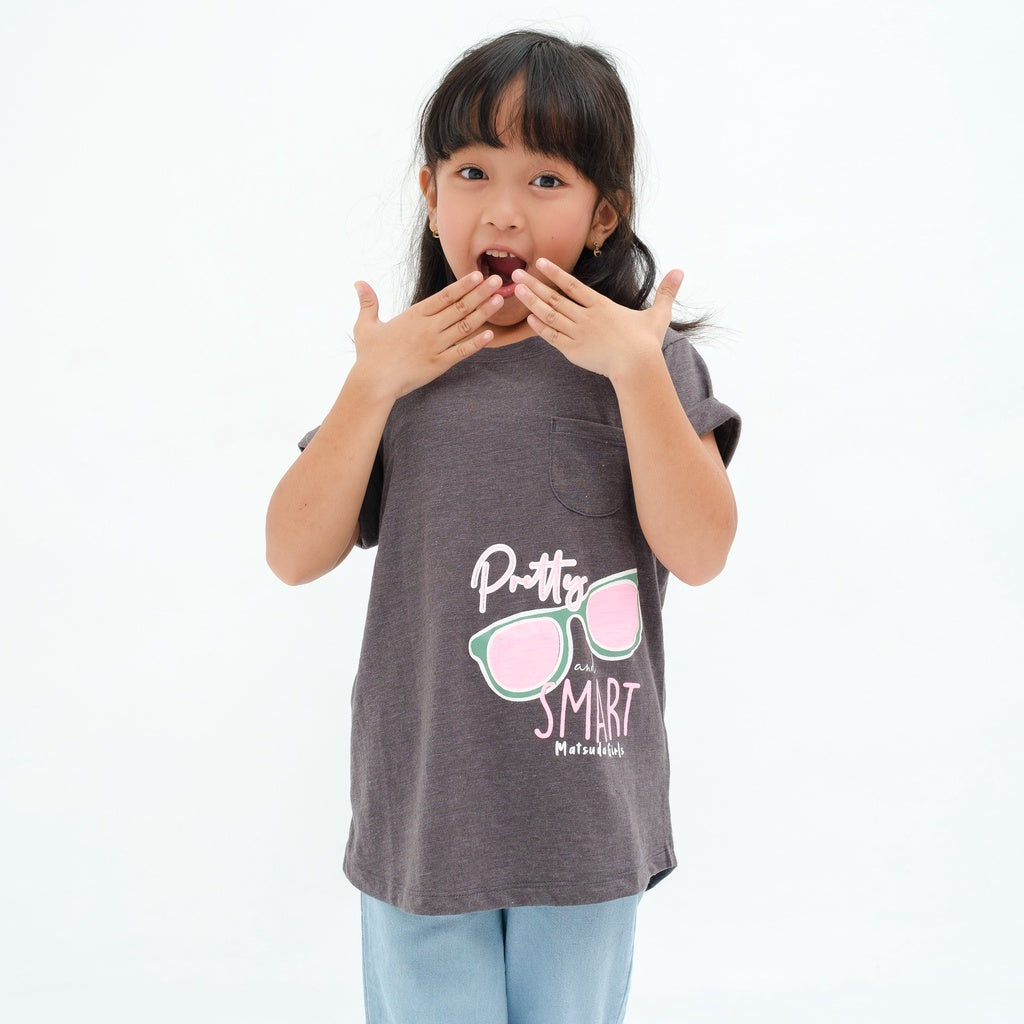 Matsuda baju kaos anak perempuan katun umur 4-16 Etienne