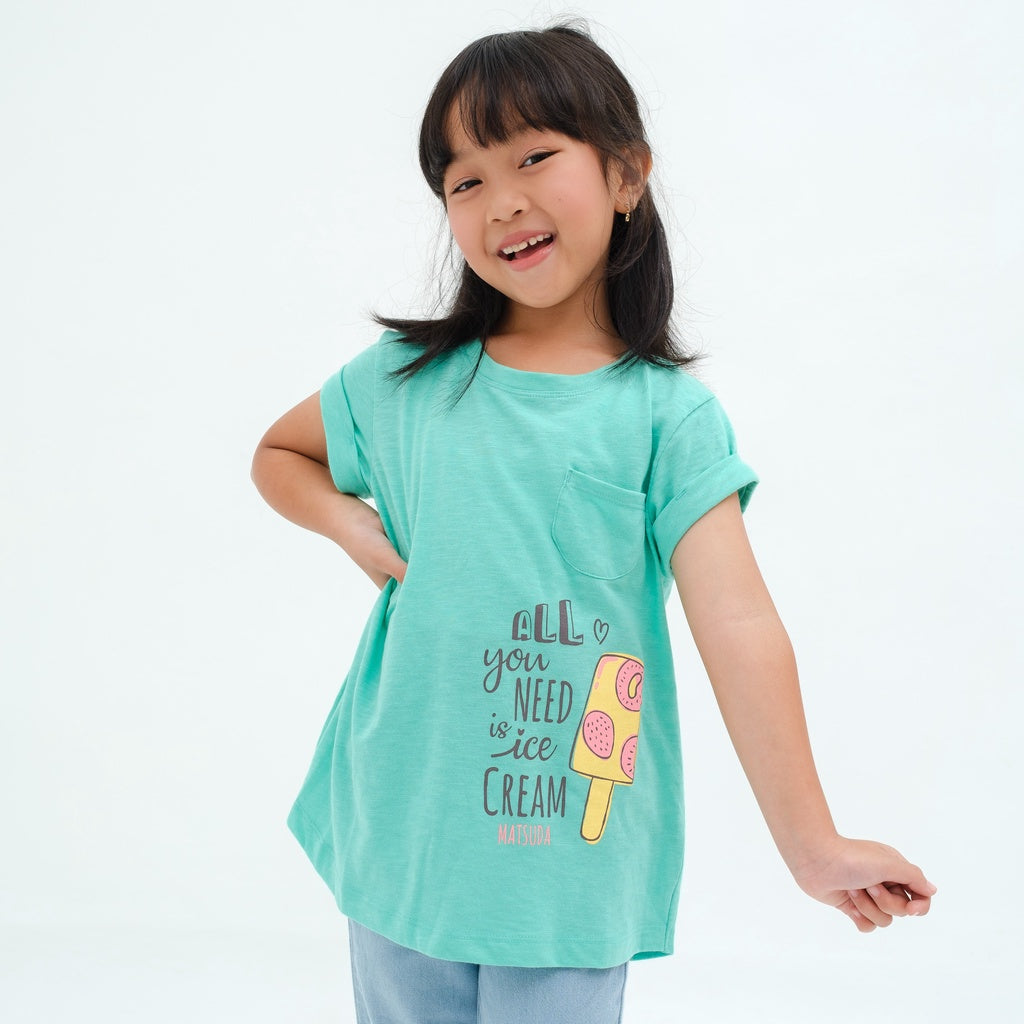 Matsuda baju kaos anak perempuan katun umur 4-16 Claude
