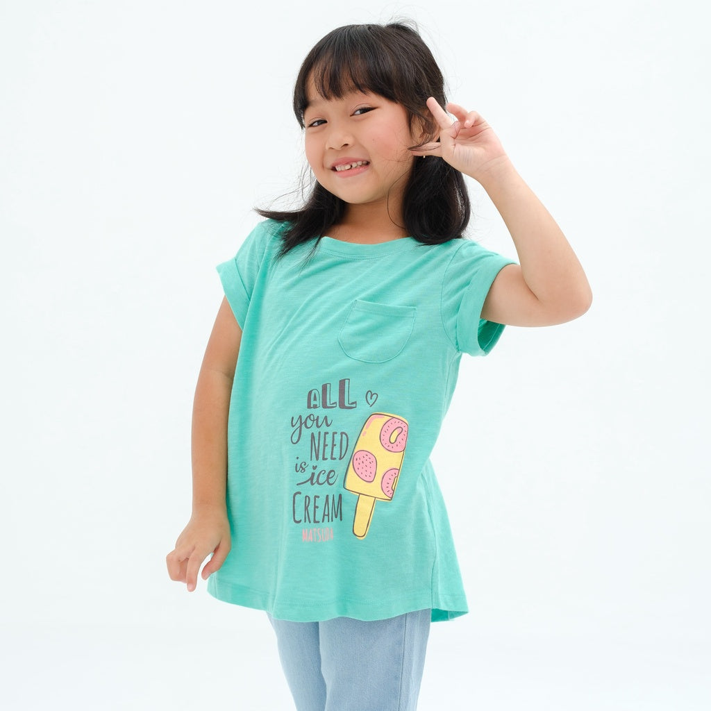 Matsuda baju kaos anak perempuan katun umur 4-16 Claude