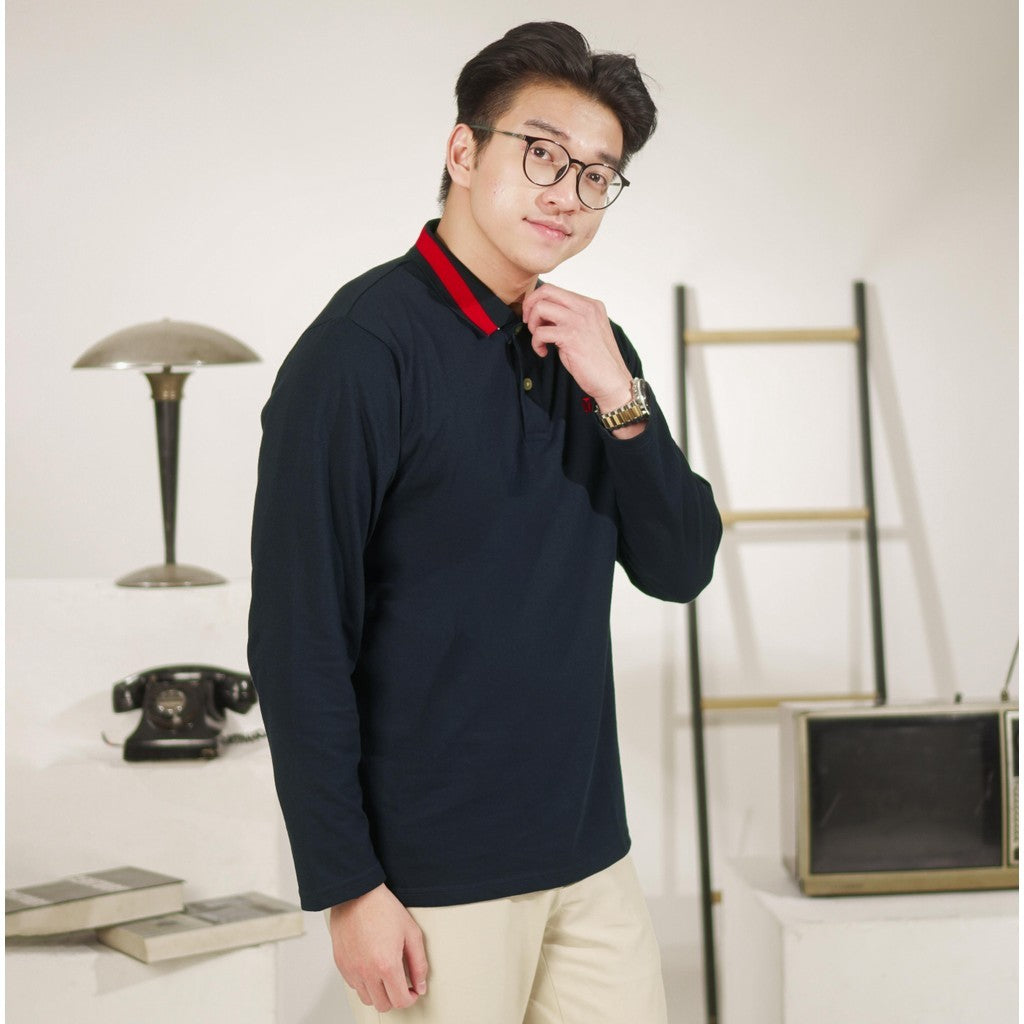 Matsuda Kaos Polo Shirt Lengan Panjang Pria Kerah Tanabe Navy