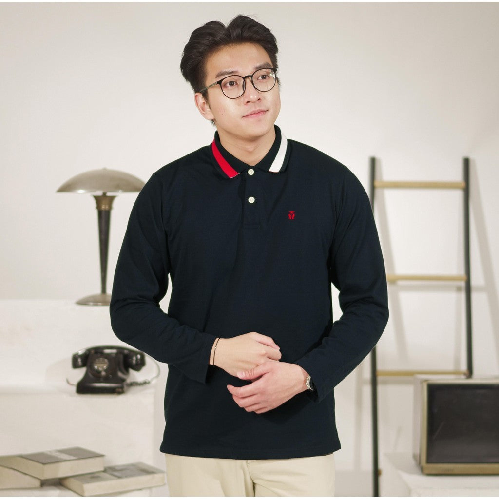 Matsuda Kaos Polo Shirt Lengan Panjang Pria Kerah Tanabe Navy