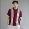MATSUDA Baju Kaos Polo Shirt Dewasa Stripe Pria Kerah Katun Sumida Burgundy