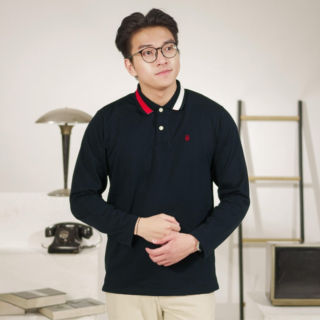 Matsuda Kaos Polo Shirt Lengan Panjang Pria Kerah Tanabe Navy