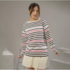 MATSUDA Kaos Wanita Longsleeve Stripe Katun Brita White