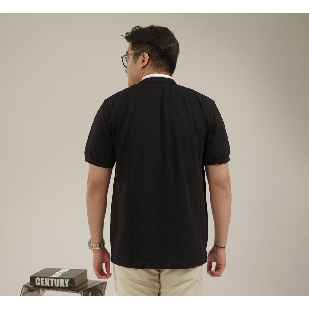 MATSUDA Baju Kaos Polo Shirt Dewasa Stripe Pria Kerah Katun Tama Black