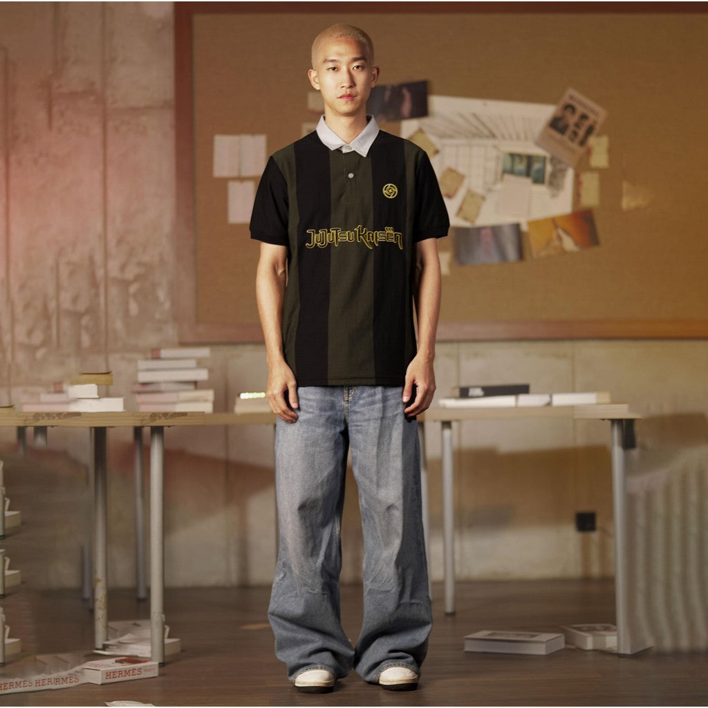 JUJUTSU KAISEN | MATSUDA Polo Shirt Striped Pria Kossen Black-olive