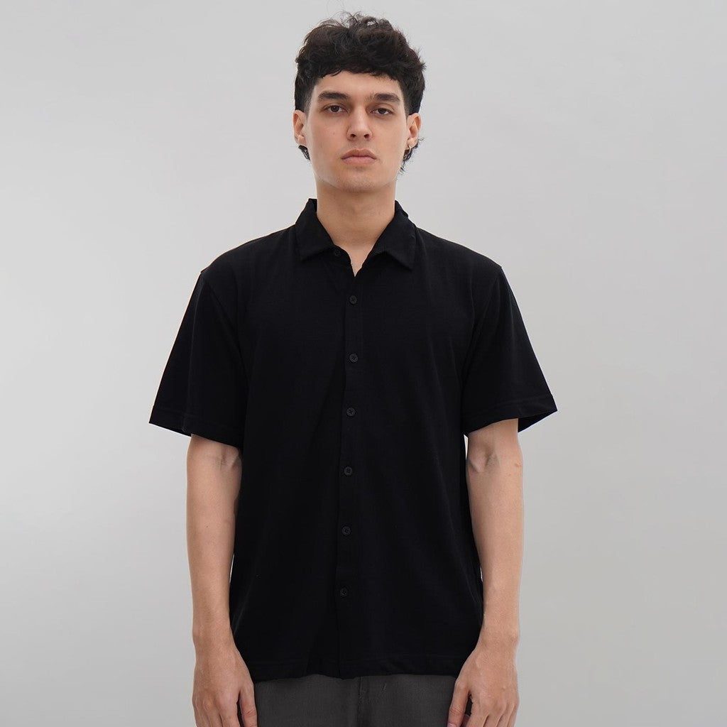 Matsuda Kemeja Pria Polos Lengan pendek Kasual Shiroi Burgundy