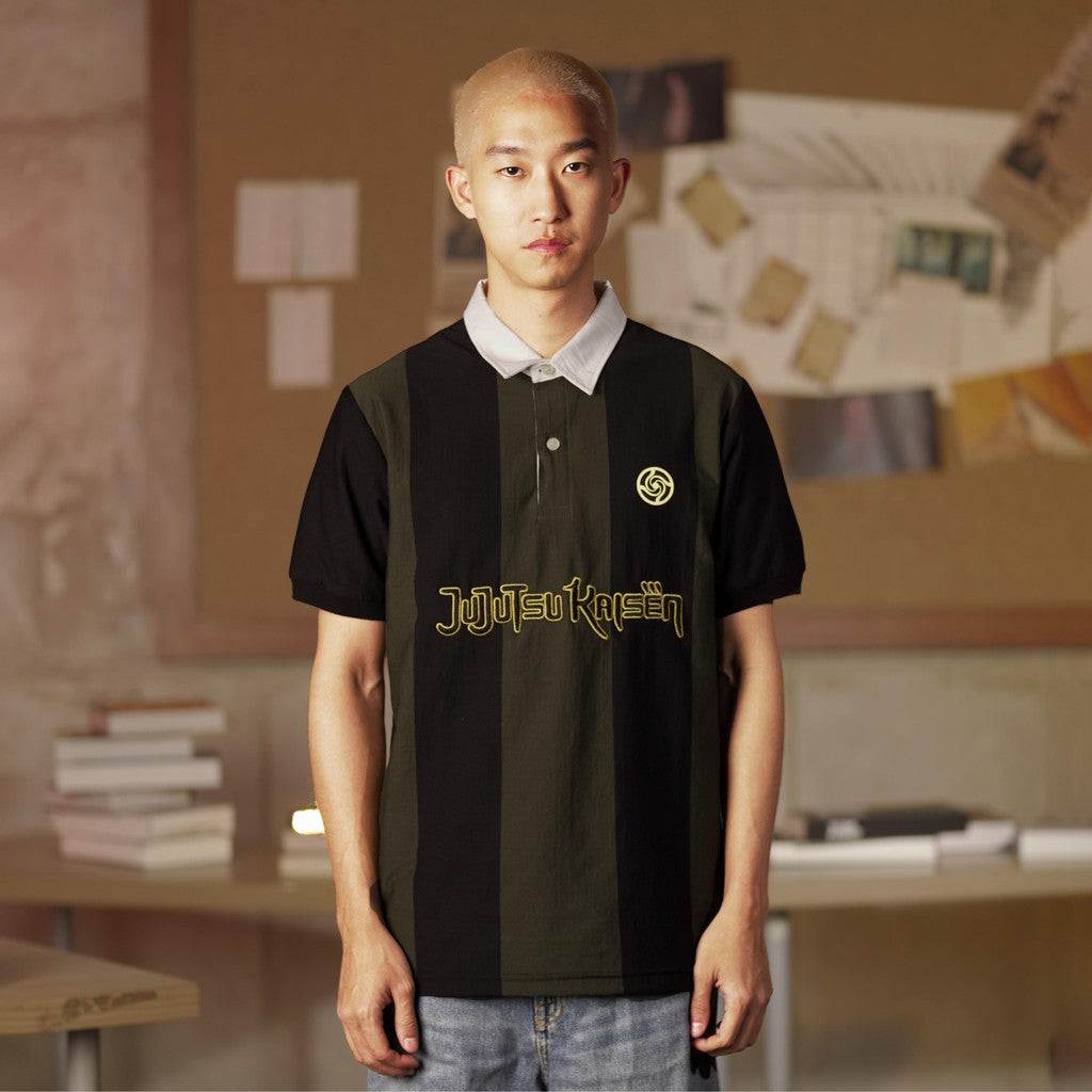 JUJUTSU KAISEN | MATSUDA Polo Shirt Striped Pria Kossen Black-olive