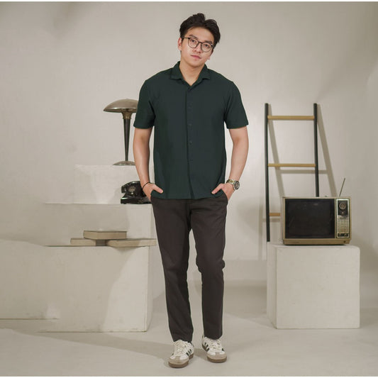 Matsuda Kemeja Pria Polos Lengan pendek Kasual Shiroi DK Slate