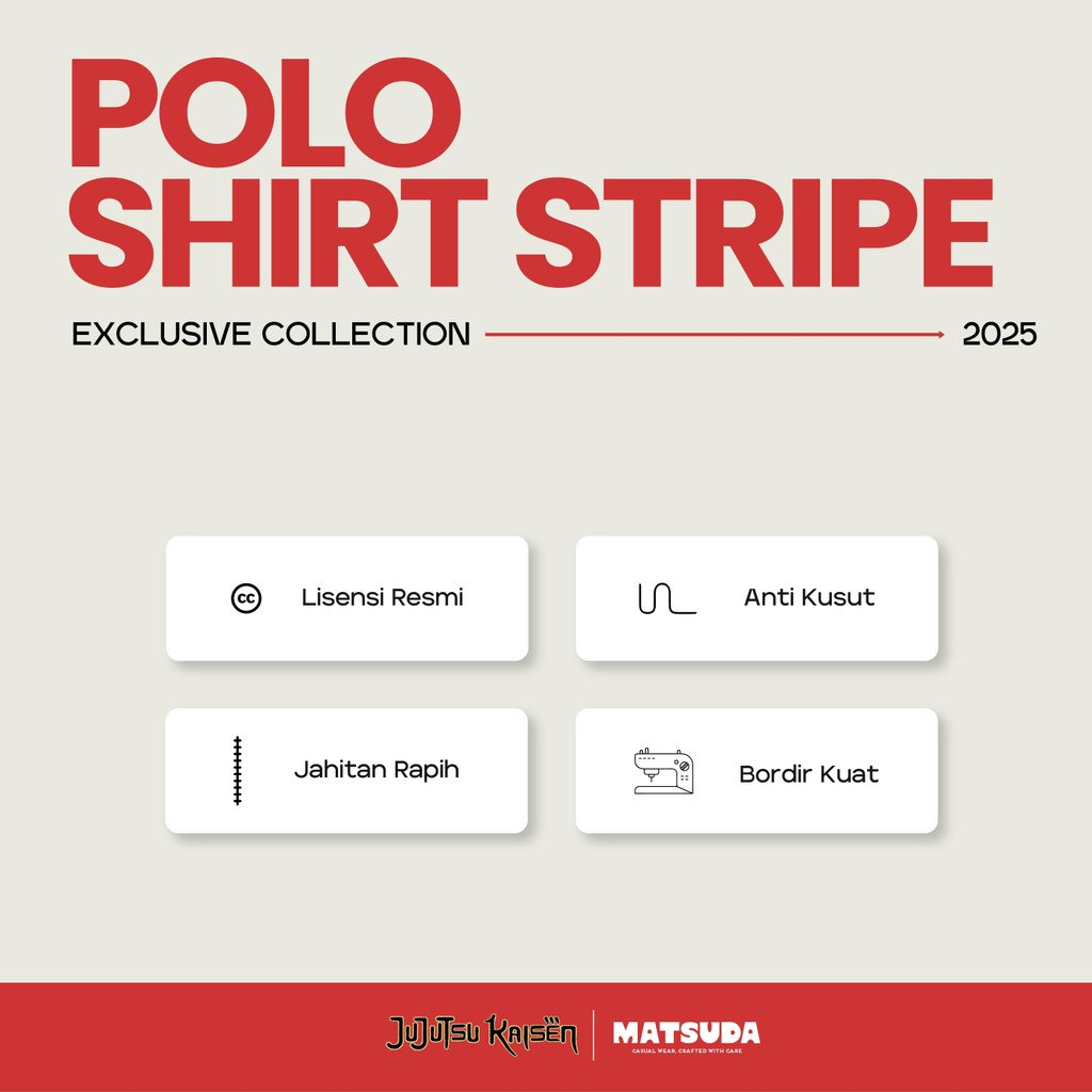 JUJUTSU KAISEN | MATSUDA Polo Shirt Stripe Pria Kossen Black-Blue