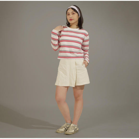 Matsuda Kaos Crop top katun Fujita White