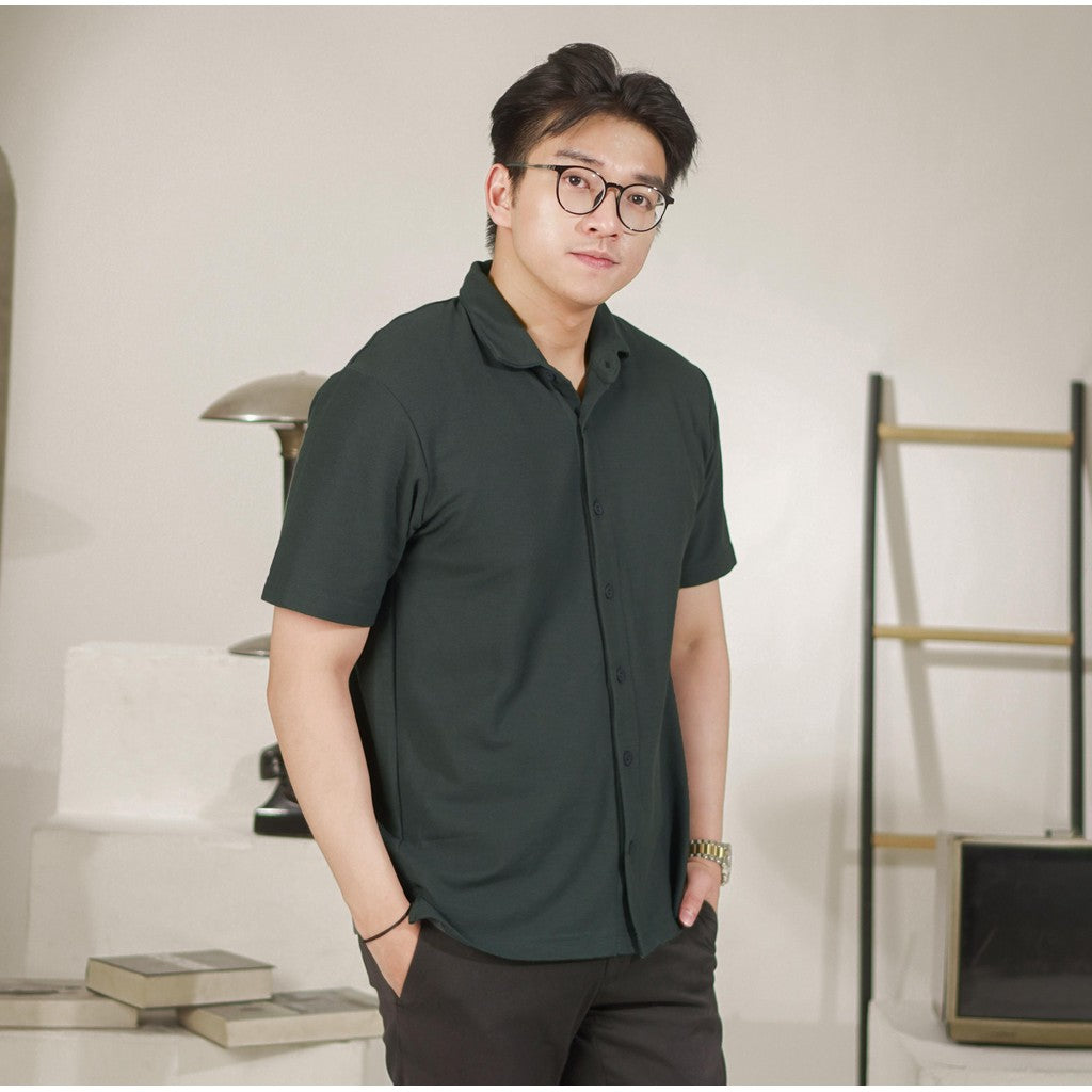 Matsuda Kemeja Pria Polos Lengan pendek Kasual Shiroi DK Slate