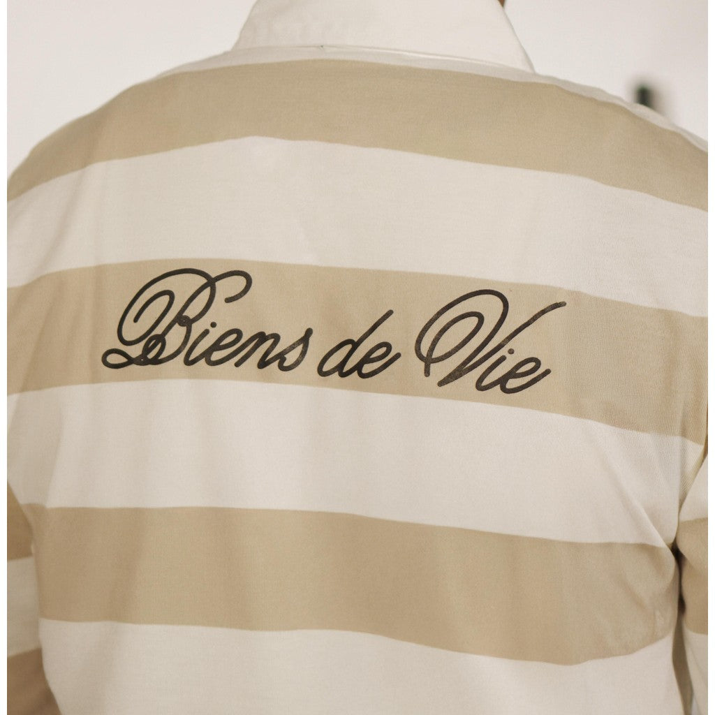 Matsuda Kaos Rugby Polo Shirt Katun Pria Lengan Panjang Shimabara Offwhite Stone