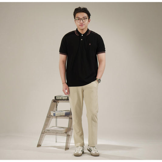 MATSUDA Baju Kaos Polo Shirt Dewasa Pria Kerah Katun Shiogama Black