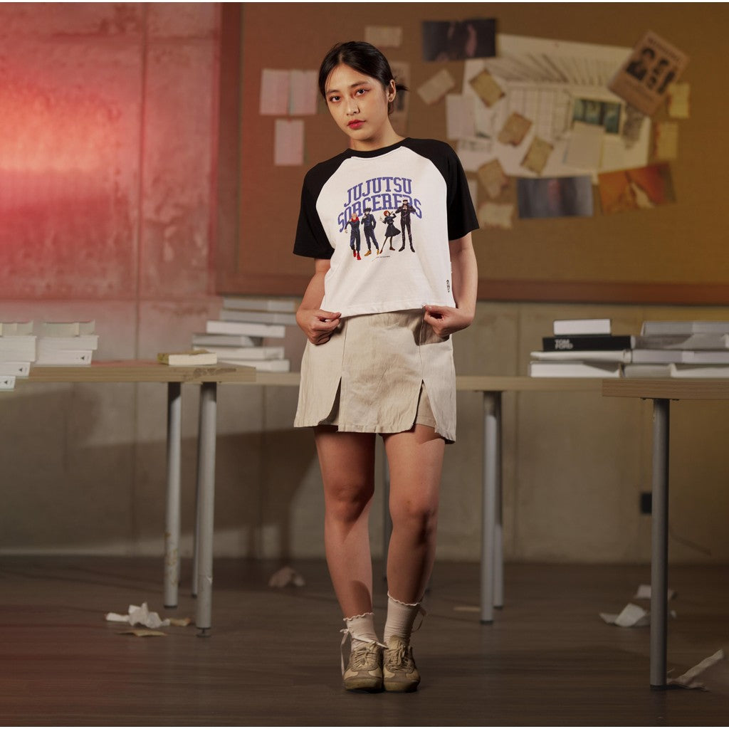 JUJUTSU KAISEN | MATSUDA KAISEN T-shirt Crop top Raglan Wanita Itsuzai  Black-White